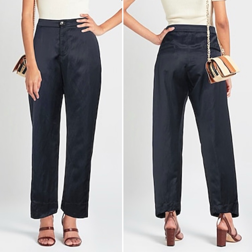 Jil Sander Casual Satin Trouser Pants in Midnight Blue - Size Small - US 4/6